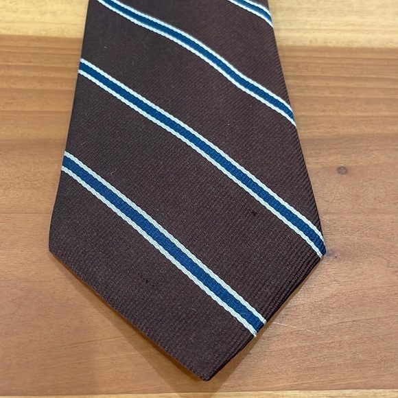 Resilio brown with blue and white stripes silk tie - Picture 1 of 6